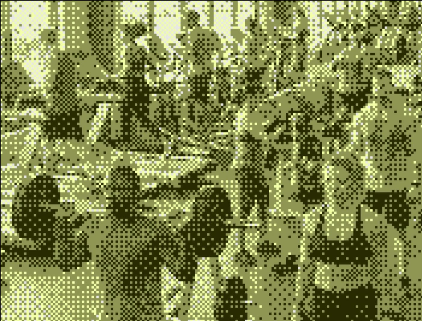 Dithered gym scene.